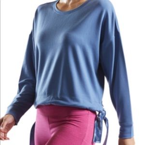 New Thin periwinkle short sweater with tie ups